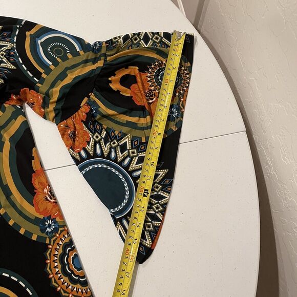 Womens Sz S Floral Off Shoulder Tunic Top / Dress Bell Sleeves Stretch Halloween - Picture 9 of 10